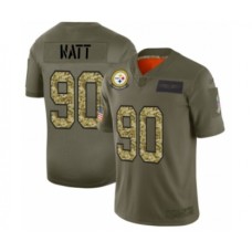 Men's Pittsburgh Steelers #90 T. J. Watt 2019 Olive Camo Salute to Service Limited Stitched Jersey