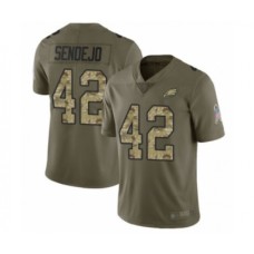 Men's Philadelphia Eagles #42 Andrew Sendejo Limited Olive Camo 2017 Salute to Service Football Stitched Jersey