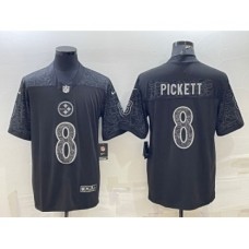 Men's Pittsburgh Steelers #8 Kenny Pickett Black Reflective Limited Stitched Football Jersey