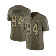 Men's Philadelphia Eagles #94 Josh Sweat Limited Olive Camo 2017 Salute to Service Football Stitched Jersey