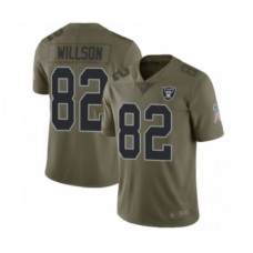 Men's Oakland Raiders #82 Luke Willson Limited Olive 2017 Salute to Service Football Jersey