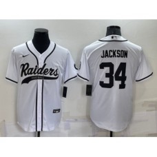 Men's Las Vegas Raiders #34 Bo Jackson White Stitched MLB Cool Base Nike Baseball Jersey