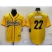 Men's Pittsburgh Steelers #22 Najee Harris Gold With Patch Cool Base Stitched Baseball Jersey