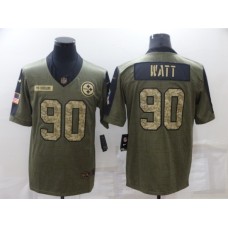 Men's Pittsburgh Steelers #90 T. J. Watt Camo 2021 Salute To Service Limited Player Stitched Jersey