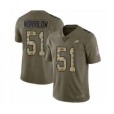 Men's Philadelphia Eagles #51 Paul Worrilow Limited Olive Camo 2017 Salute to Service Football Jersey