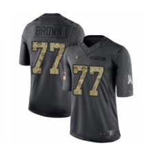 Men's Oakland Raiders #77 Trent Brown Limited Black 2016 Salute to Service Football Jersey