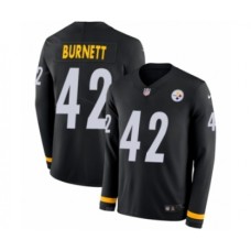 Men's Nike Pittsburgh Steelers #42 Morgan Burnett Limited Black Therma Long Sleeve NFL Jersey