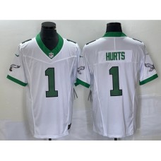 Men's Nike Philadelphia Eagles #1 Jalen Hurts White 2023 F.U.S.E. Vapor Limited Throwback Stitched Football Jersey