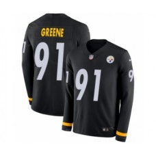 Men's Nike Pittsburgh Steelers #91 Kevin Greene Limited Black Therma Long Sleeve NFL Jersey