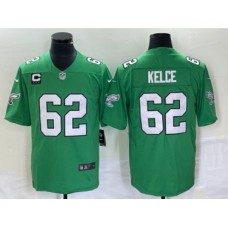 Men's Nike Philadelphia Eagles #62 Jason Kelce Green C 2023 Vapor Limited Throwback Stitched Jersey