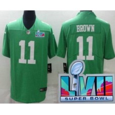 Men's Philadelphia Eagles #11 AJ Brown Limited Green Rush Super Bowl LVII Vapor Stitched Jersey