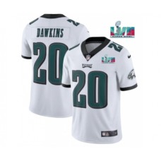 Men's Philadelphia Eagles #20 Brian Dawkins White Super Bowl LVII Patch Vapor Untouchable Limited Stitched Jersey