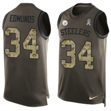 Men's Nike Pittsburgh Steelers #34 Terrell Edmunds Limited Green Salute to Service Tank Top NFL Jersey