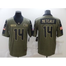 Men's Seattle Seahawks #14 D.K. Metcalf Nike Olive 2021 Salute To Service Limited Player Stitched Jersey