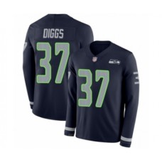 Men's Seattle Seahawks #37 Quandre Diggs Limited Navy Blue Therma Long Sleeve Football Stitched Jersey