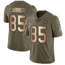 Men's Nike Oakland Raiders #85 Derek Carrier Limited Olive Gold 2017 Salute to Service NFL Jersey