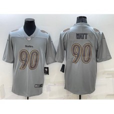 Men's Pittsburgh Steelers #90 TJ Watt Grey Atmosphere Fashion 2022 Vapor Untouchable Stitched Limited Jersey