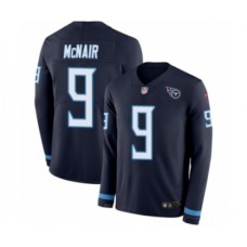 Men's Nike Tennessee Titans #9 Steve McNair Limited Navy Blue Therma Long Sleeve NFL Jersey