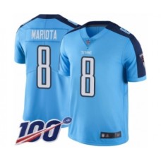 Men's Tennessee Titans #8 Marcus Mariota Limited Light Blue Rush Vapor Untouchable 100th Season Football Jersey