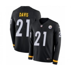 Men's Nike Pittsburgh Steelers #21 Sean Davis Limited Black Therma Long Sleeve NFL Jersey