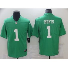 Men's Philadelphia Eagles #1 Jalen Hurts Limited Green Rush Vapor Untouchable Football Stitched Jersey