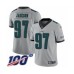 Men's Philadelphia Eagles #97 Malik Jackson Limited Silver Inverted Legend 100th Season Football Jersey