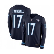 Men's Tennessee Titans #17 Ryan Tannehill Limited Navy Blue Therma Long Sleeve Football Jersey