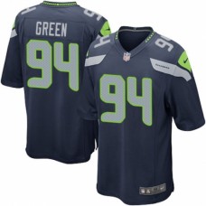 Men's Nike Seattle Seahawks #94 Rasheem Green Game Navy Blue Team Color NFL Jersey