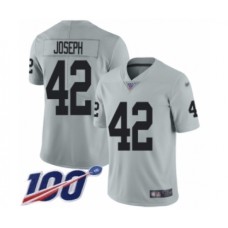 Men's Oakland Raiders #42 Karl Joseph Limited Silver Inverted Legend 100th Season Football Jersey