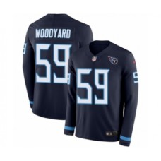 Men's Nike Tennessee Titans #59 Wesley Woodyard Limited Navy Blue Therma Long Sleeve NFL Jersey