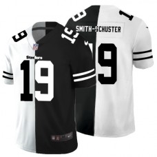 Men's Pittsburgh Steelers #19 JuJu Smith-Schuster Black White Limited Split Fashion Football Stitched Jersey