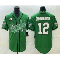 Men's Nike Philadelphia Eagles #12 Randall Cunningham Green C Cool Base Stitched Baseball Jersey