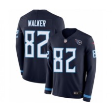 Men's Nike Tennessee Titans #82 Delanie Walker Limited Navy Blue Therma Long Sleeve NFL Jersey