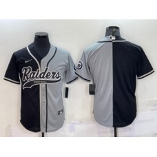 Men's Las Vegas Raiders Blank Black Grey Split With Patch Cool Base Stitched Baseball Jersey