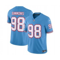 Men's Nike Tennessee Titans #98 Jeffery Simmons Light Blue 2023 F.U.S.E. Vapor Limited Throwback Stitched Football Jersey