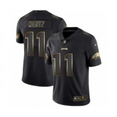 Men's Philadelphia Eagles #11 Carson Wentz Black Golden Edition 2019 Vapor Untouchable Limited Jersey