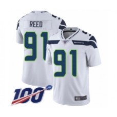 Men's Seattle Seahawks #91 Jarran Reed White Vapor Untouchable Limited Player 100th Season Football Stitched Jersey