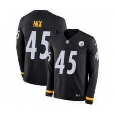 Men's Nike Pittsburgh Steelers #45 Roosevelt Nix Limited Black Therma Long Sleeve NFL Jersey