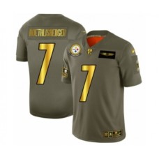 Men's Pittsburgh Steelers #7 Ben Roethlisberger Limited Olive Gold 2019 Salute to Service Football Stitched Jersey