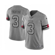 Men's Tampa Bay Buccaneers #3 Jameis Winston Limited Gray Team Logo Gridiron Football Stitched Jersey