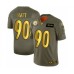 Men's Pittsburgh Steelers #90 T. J. Watt Limited Olive Gold 2019 Salute to Service Football Stitched Jersey