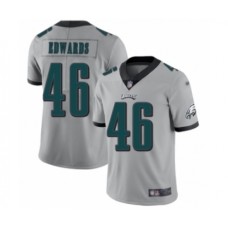 Men's Philadelphia Eagles #46 Herman Edwards Limited Silver Inverted Legend Football Jersey