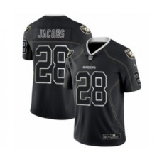 Men's Oakland Raiders #28 Josh Jacobs Limited Lights Out Black Rush Football Jersey