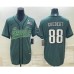 Men's Philadelphia Eagles #88 Dallas Goedert Green With Super Bowl LVII Patch Cool Base Stitched Baseball Jersey