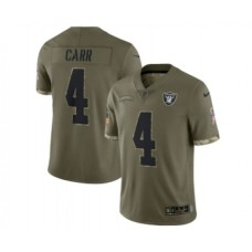 Men's Las Vegas Raiders #4 Derek Carr 2022 Olive Salute To Service Limited Stitched Jersey