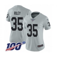 Men's Oakland Raiders #35 Curtis Riley Limited Silver Inverted Legend 100th Season Football Stitched Jersey