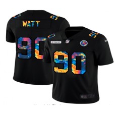 Men's Pittsburgh Steelers #90 T. J. Watt Rainbow Version Nike Limited Stitched Jersey