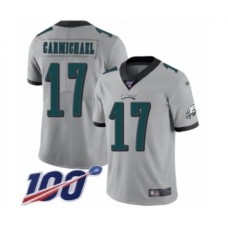 Men's Philadelphia Eagles #17 Harold Carmichael Limited Silver Inverted Legend 100th Season Football Jersey