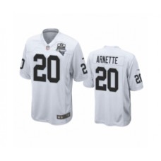 Men's Oakland Raiders #20 Damon Arnette White 2020 Inaugural Season Game Stitched Jersey