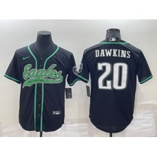 Men's Philadelphia Eagles #20 Brian Dawkins Black Stitched Cool Base Nike Baseball Jersey